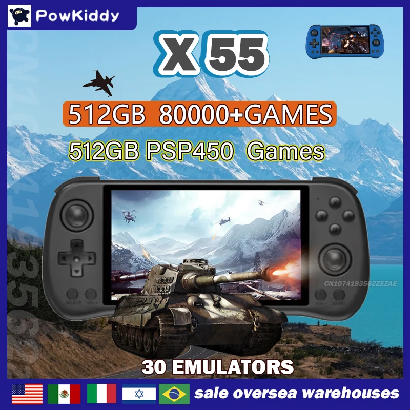 80000Games 512G POWKIDDY X55 5 - огляд і ціна Gaming Console Retro Handheld